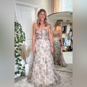 Most Beautiful Day Ivory Multi Floral Print Organza Maxi Dress